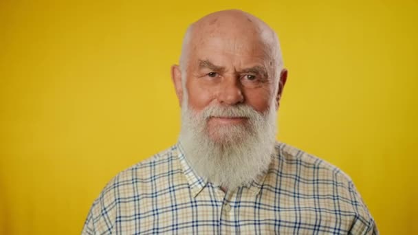 Portret Van Een Bejaarde Man Met Een Grijze Baard Een — Stockvideo