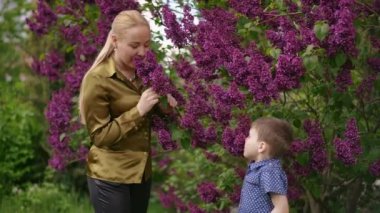 Anne ve oğlu bahar günü parkta dikilirken leylak kokusu alıyorlar. Çocuk elinde bir leylak dalı tutuyor, onu sallıyor ve üzerindeki çiçekleri kokluyor.
