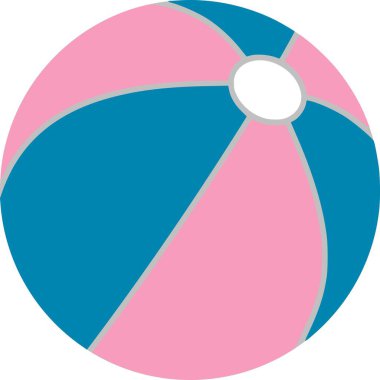 Renkli plaj topu çizimi. Beyaz, kırmızı, sarı ve mavi plaj topu beyaz arka planda izole.