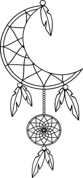 Значок Ловец Снов Символ Коренного Американца Луна — стоковый вектор