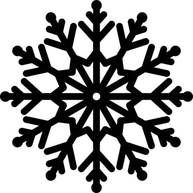 Kar tanesi ikonu. Noel ve kış teması. Beyaz arkaplanda düz siyah illüstrasyon.