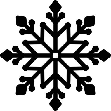 Kar tanesi ikonu. Noel ve kış teması. Beyaz arkaplanda düz siyah illüstrasyon.