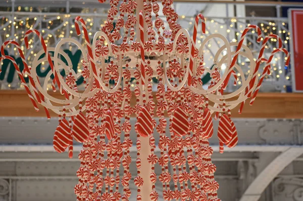 Paris Noel Tatlı Pembe Şeker Dekorasyonu Yakın plan