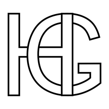 Logo işareti hg gh gh simgesi birbirine karışmış harfler g h h