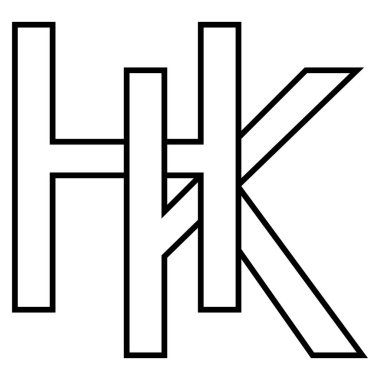 Logo işareti hk kh simge nft birbirine karışmış k h h harfi