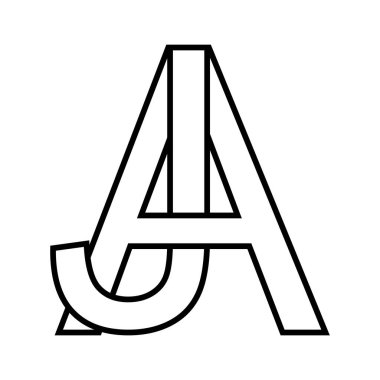 Logo sign aj ja icon, double letters, logotype a j