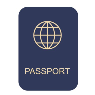 Icon passport, vector cover identification id page card citizenship blue