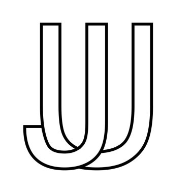 Logo sign uj ju, icon double letters logotype u j