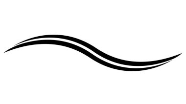 Double curve wave, vector simple water swoosh wavy strip long