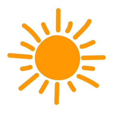 Icon sun vector, summer travel spring happy fire sun light