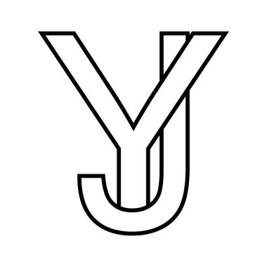 Logo sign yj jy, icon double letters logotype y j