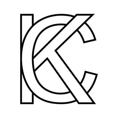 Logo sign kc ck icon double letters logotype b c