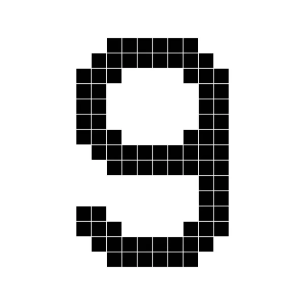 数字9 3次元立方体ピクセル形状のミニクラフト8ビット — ストックベクタ