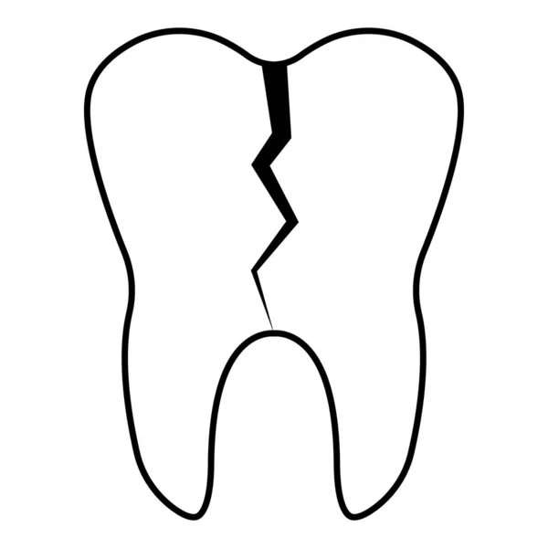 Dişleri Çatlamış Dişleri Kırılmış Dişleri Çürümüş Karikatür Beyazı Sağlık Göçüğü — Stok Vektör