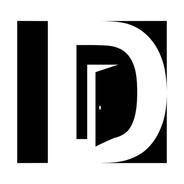 Písmeno Logo Dveře Hlava Otevřený Dům Ikona Velké — Stockový vektor