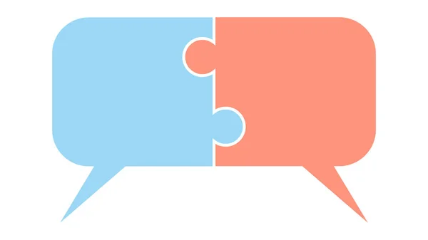 Chat Puzzle Logo Icona Capire Persone Integrare Dialogo Parlare Bolla — Vettoriale Stock