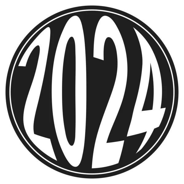 Logotipo Redondo 2024 Feliz Ano Novo 2024 Saudação Letras Redondas — Vetor de Stock