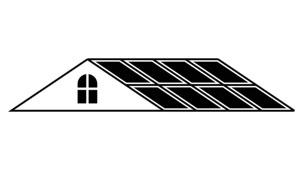 Крыша Жилого Дома Солнечными Батареями Зеленая Электрическая Солнечная Станция — стоковый вектор
