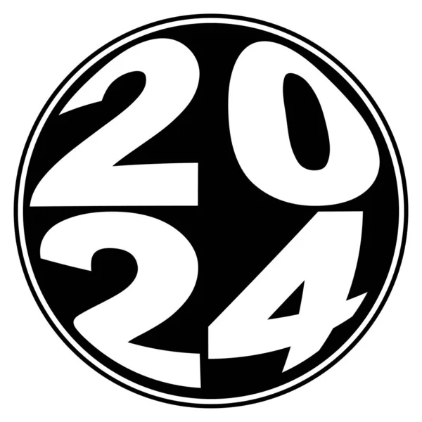 2024 Saudação Redonda Lettering Logotipo Redondo 2024 Feliz Ano Novo — Vetor de Stock