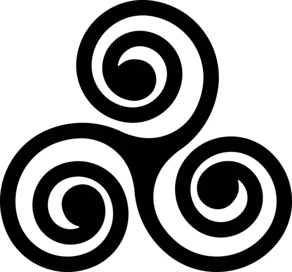 Black Celtic Triskelion Spirals White One Triple Helix — Stock Photo, Image