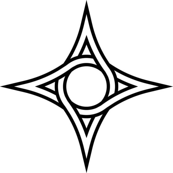 Γεωμετρικό Λογότυπο Τέσσερις Μυτερός Κύκλος Αστέρων Στο Εσωτερικό — Φωτογραφία Αρχείου