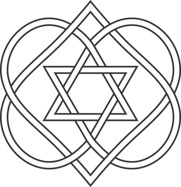 Keltský Uzel Propletených Srdcí Hvězdy David Vektor Židovský Tvar Srdce — Stock fotografie