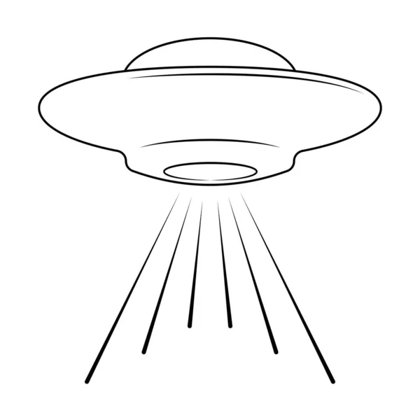 Alien Flying Saucer Ufo Rays Ufo Icon Warning Alien Invasion — Stock Vector
