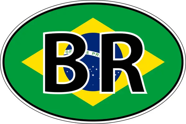 Ovale Sticker Vlag Brazilië Vector Iso Code Staat Brazilië — Stockfoto