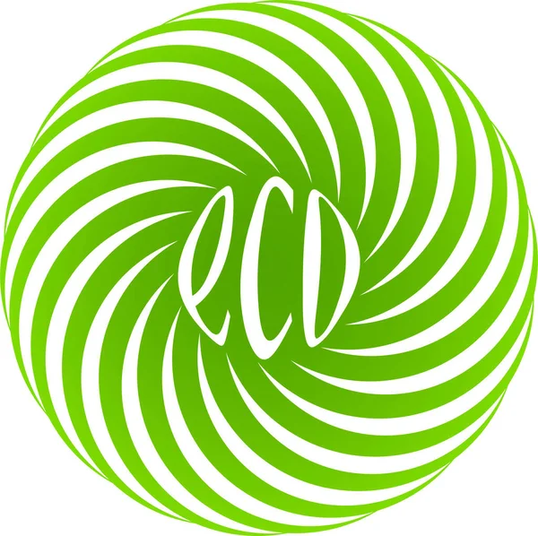 Logotipo Loja Produtos Naturais Eco Food Círculo Verde Espiral Caligráfico — Fotografia de Stock