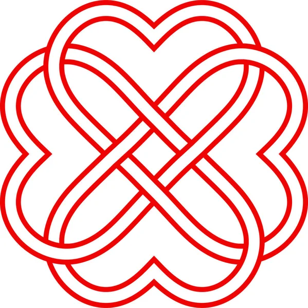 Wzór Splecione Serca Węzeł Tkania Serca Symbol Wiecznej Miłości — Zdjęcie stockowe