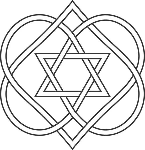Кельтский Узел Переплетения Сердец Звезды Давид Векторная Еврейская Форма Сердца — стоковое фото