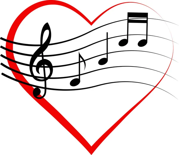 Logo Ikona Srdce Poznámky Trojitý Klíč Láska Hudba Melomaniak Symbol — Stock fotografie