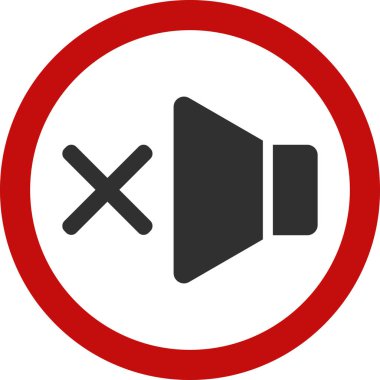 Sessiz kırmızı daire simgesi, ses kaynağı illüstrasyonu yok