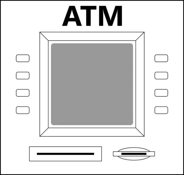 自动取款机现金提取 自动取款机按钮监视器托盘 — 图库照片