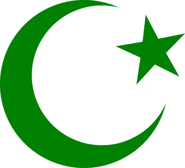 象征伊斯兰教 新月星深绿色 矢量肌 — 图库照片