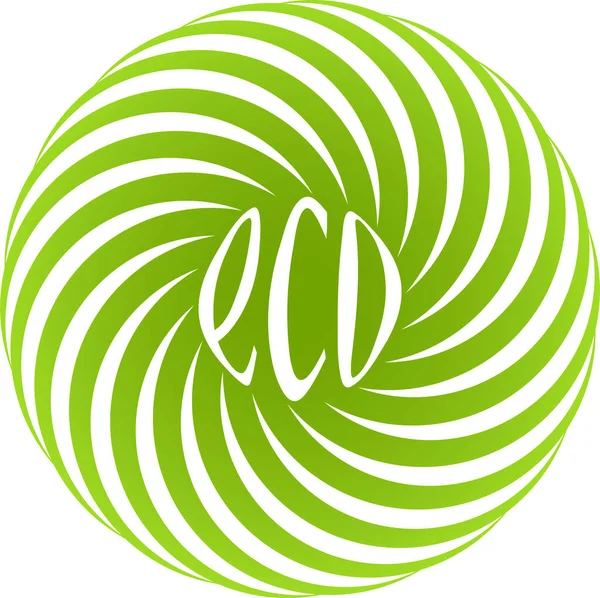Logotipo Loja Produtos Naturais Eco Food Círculo Verde Espiral Caligráfico — Fotografia de Stock