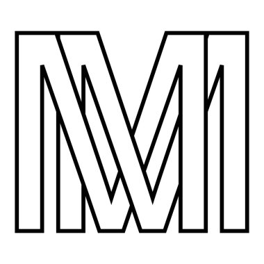 Logo işareti mm m, simge çift harfli logotype mm