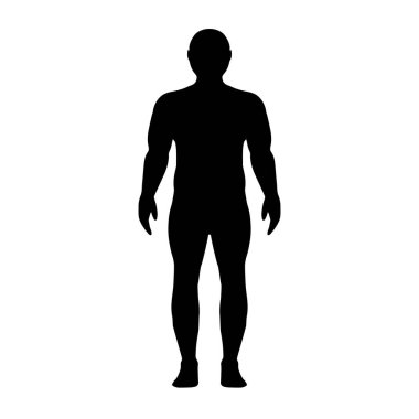 Siluet atletik yapılı tıknaz adam kas gevşetici sporcu.