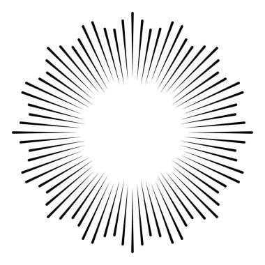 Icon rays enlightenment, rays cockade, radial speed circle lines clipart