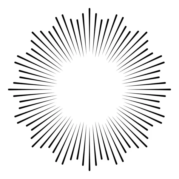 Symbolstrahlen Erleuchtung Strahlen Kokarde Radiale Geschwindigkeit Kreis Linien — Stockvektor