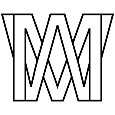 Logo işareti mw wm, simge çift harfli logotym w w