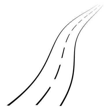 Winding road ahead with perspective, winding path forward in freedom clipart