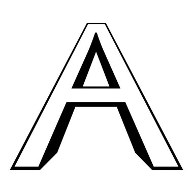 Logo harfi Uzun ince yazı tipi harfi Perspektif yüksekliği