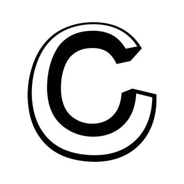 Logo harfi c uzun ince yazı tipi harfi c perspektif yüksekliği