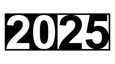 Tipografi siyah beyaz logo 2025 Mutlu yıllar 2025 arifesi
