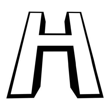 Logo harfi h, uzun ince yazı tipi harfi h perspektif yüksekliği