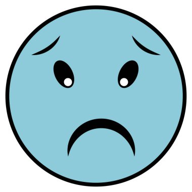 Gülümseyen emoji üzgün surat mavi yüz melankolik ifade umutsuzluk depresyonu
