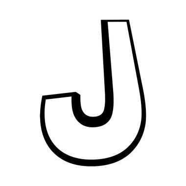 Logo harfi j, uzun ince yazı tipi harfi j perspektif yüksekliği