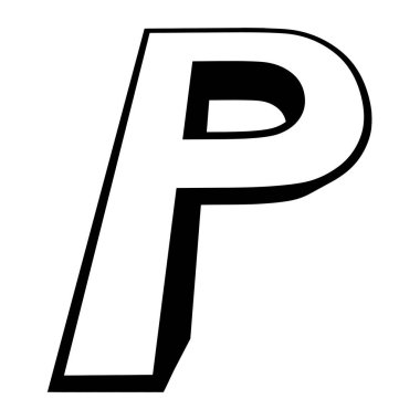 Logo harfi p, uzun ince yazı tipi p harfi perspektif yüksekliği