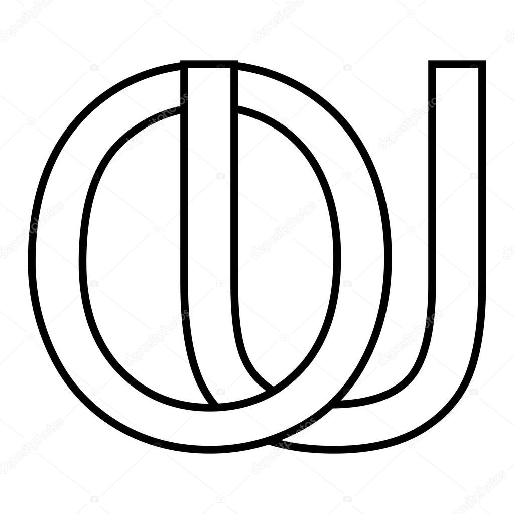 Logo sign ou, uo icon double letters logotype u o